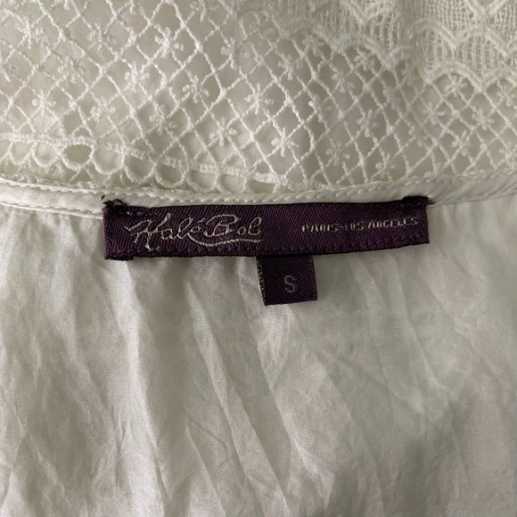 Hale Bob Crochet Lace Silk Dress S White Sleeveless V Neck Lined Knee Length - Picture 6 of 6